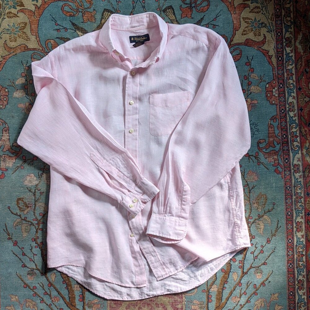 Brooks Brothers pink Irish linen shirt L/XL